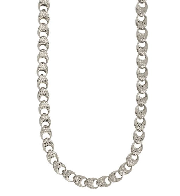 Collana Donna Oro Bianco 18 kt elementi martellati _CL008