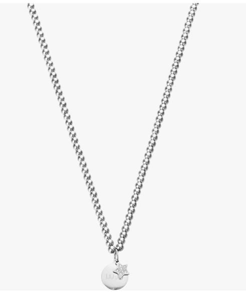Collana LIU JO Donna Acciaio Argentato Ciondolo Stella con Zirconi incastonati e Cerchio _LJ2181