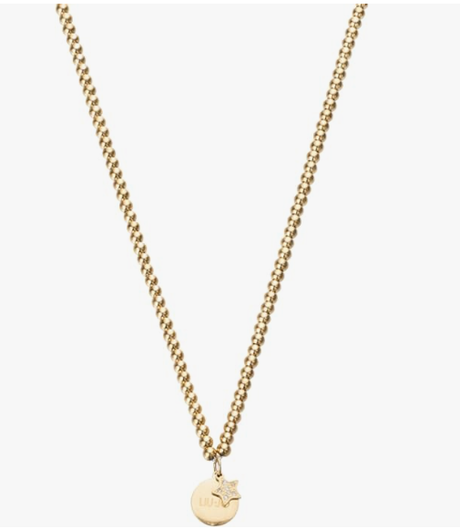 Collana LIU JO Donna Acciaio Dorata Ciondolo Stella con zirconi incastonati e cerchietto _LJ2183
