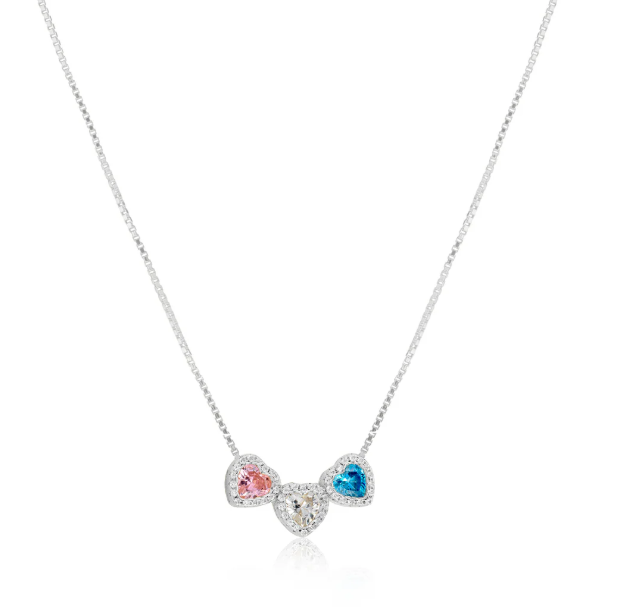Collana Le Scritte dell'Amore Donna Argento 925 Trilogy Cuori Multicolor Chiari _LSC45