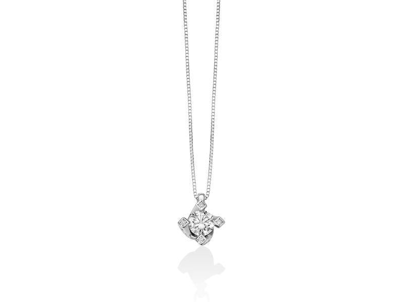 Collana Miluna Donna Oro 18kt Punto Luce Diamante Centrale e Laterali _CLD5066-022G7