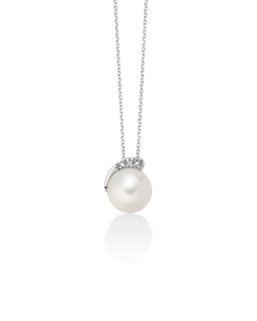 Collana Miluna Donna Oro Bianco 18KT Diamante 0,004 Perla di 8-8,5mm _PCL6554