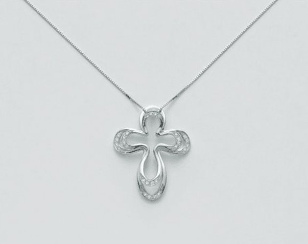 Collana Miluna Donna Oro Bianco 18 KT Pendente Croce Brillantata _CLD3821