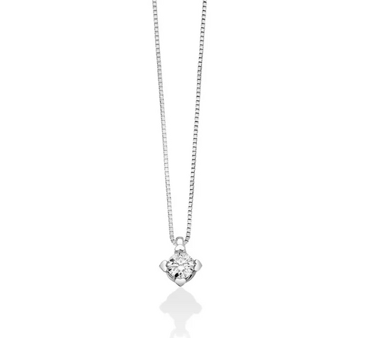 Collana Miluna Donna Oro Bianco 18KT Punto Luce Diamante 0,15ct CLD4125-015G7