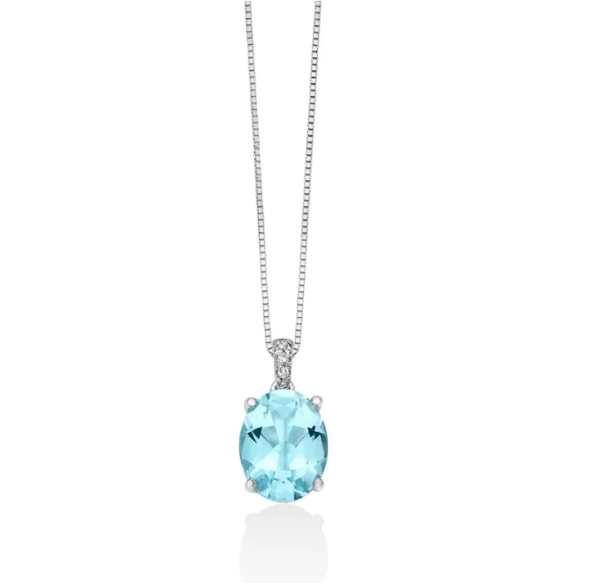 Collana Miluna Donna Oro Bianco Ciondolo Topazio Azzurro _CLD4068