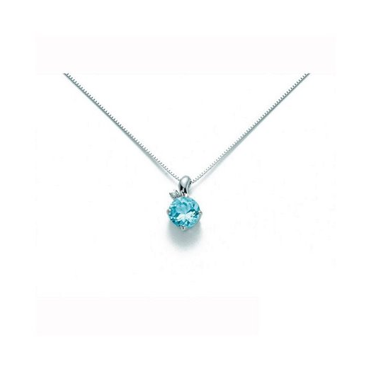 Collana Miluna Donna Oro Bianco Topazio Azzurro Diamante Tg. Brillante _CLD2275