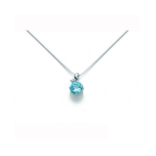 Collana Miluna Donna Oro Bianco Topazio Azzurro Diamante Tg. Brillante CLD2275