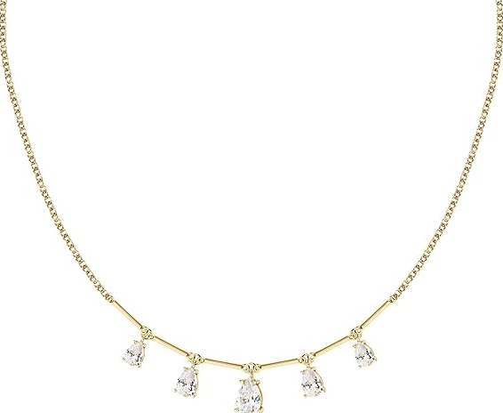 Morellato Damen-Halskette aus recyceltem 925er Silber mit goldenen Zirkonia, Tesori-Kollektion _SAIW207