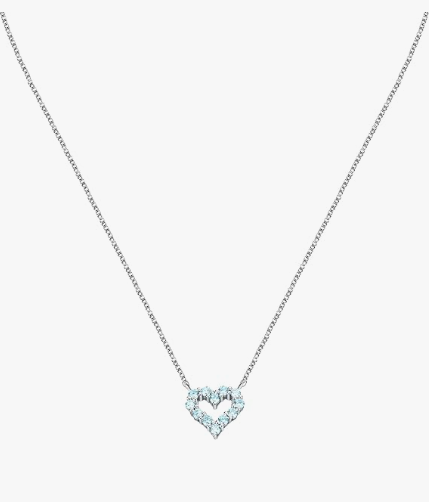 Collana Morellato Donna Acciaio Argento Ciondolo Cuore Zirconi Azzurri _SAUN31