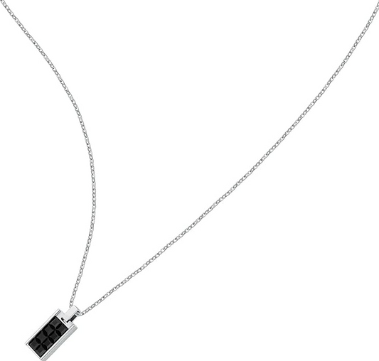 Collana Morellato Uomo Acciaio Medaglietta Zirconi Neri Collezione Urban _SABH39