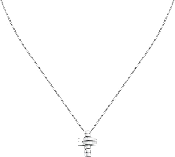 Collana Morellato Uomo Argento 925 Pendente Croce con Diamante Incastonato _SAYE01