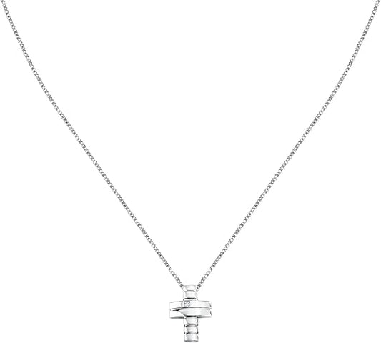 Collana Morellato Uomo Argento 925 Pendente Croce con Diamante Incastonato _SAYE01