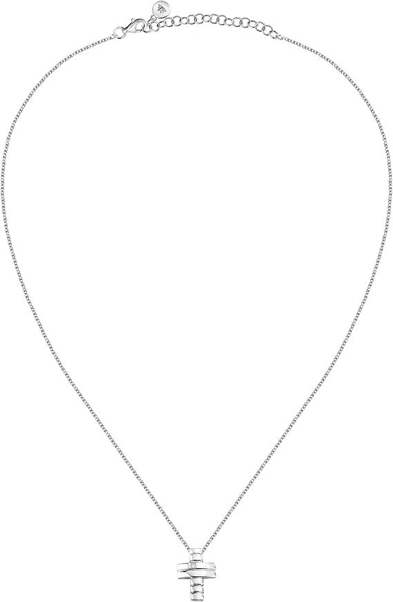 Collana Morellato Uomo Argento 925 Pendente Croce con Diamante Incastonato _SAYE01