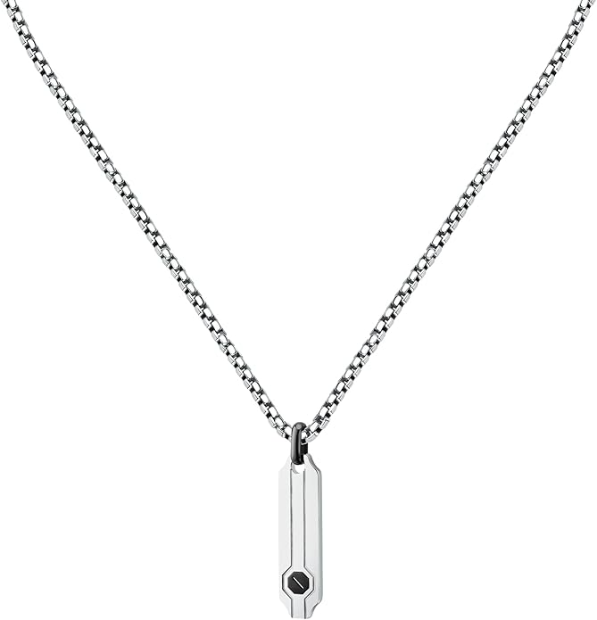 Collana Sector Uomo Acciaio Ciondolo Placchetta Smalto Nero _SZS124