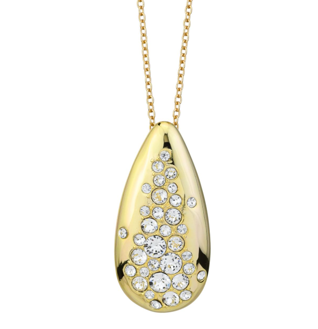 Collana Boccadamo Bronzo Placcato Oro Giallo Pendente Goccia e Cristalli _XGR734D