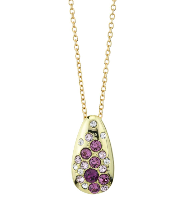 Collana Boccadamo Bronzo Placcato Oro Pendente Goccia Cristalli Ametista _XGR732DV