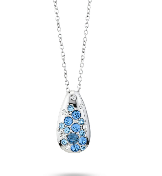 Collana Boccadamo Bronzo Rodiato Pendente Goccia Cristalli Azzurri _XGR732A