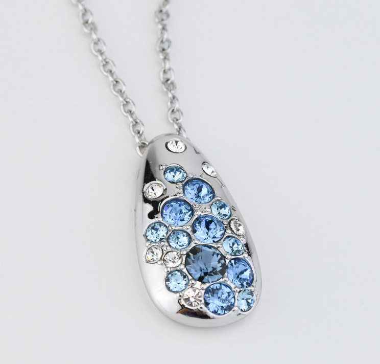 Collana Boccadamo Bronzo Rodiato Pendente Goccia Cristalli Azzurri _XGR732A