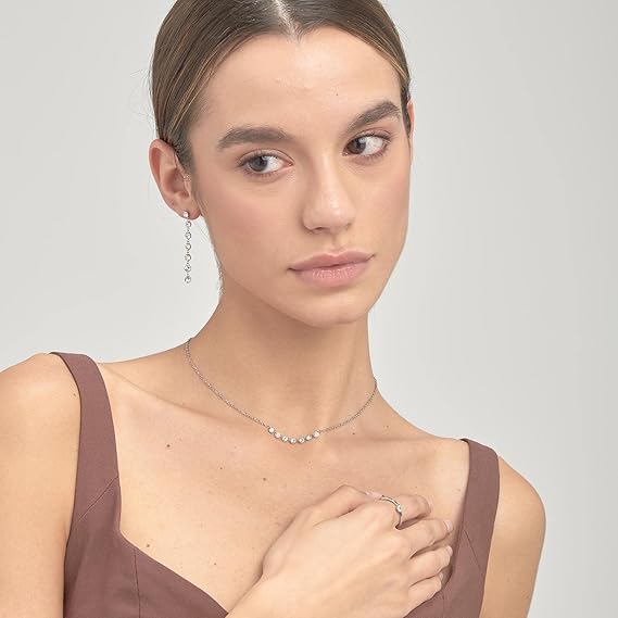 Collana Brosway Coll. SYMPHONIA Donna Acciaio Argentata Cristalli Bianchi _BYM131