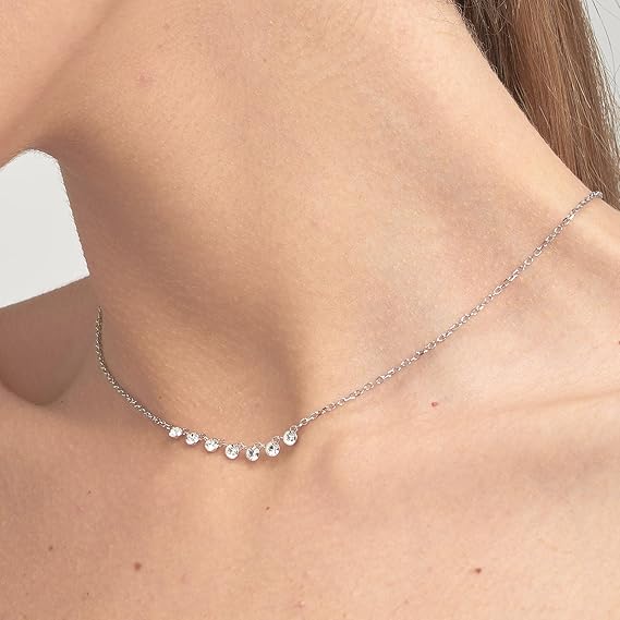 Collana Brosway Coll. SYMPHONIA Donna Acciaio Argentata Cristalli Bianchi _BYM131