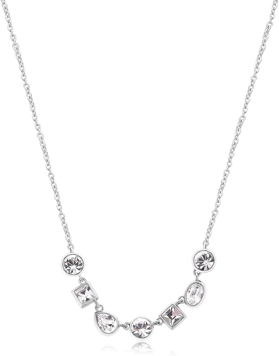 Collana Brosway Coll. Symphonia Donna Acciaio Argentata Cristalli Geometrici Bianchi _BYM161