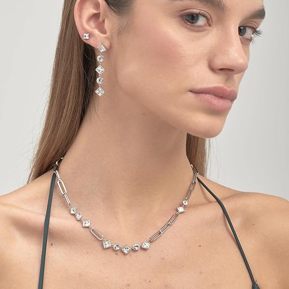 Collana Brosway Donna Acciaio Argentata Catena Larga Con Cristalli Bianchi _BEH05
