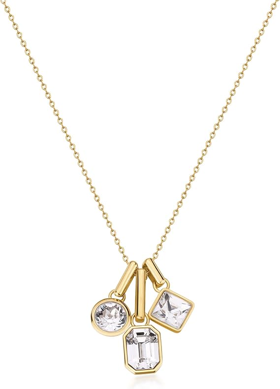Collana Brosway Donna Acciaio Dorato Pendente con Cristalli Bianchi _BYM190