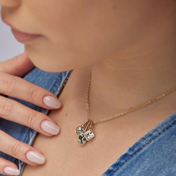 Collana Brosway Donna Acciaio Dorato Pendente con Cristalli Bianchi _BYM190