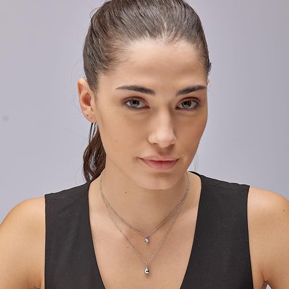 Collana Brosway Donna Catenina Sottile Doppio Filo Ciondolo Goccia _BPC36