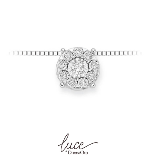 Collana DonnaOro Oro Bianco18 KT Punto Luce Diamanti CT0,08 _LPF12109.008