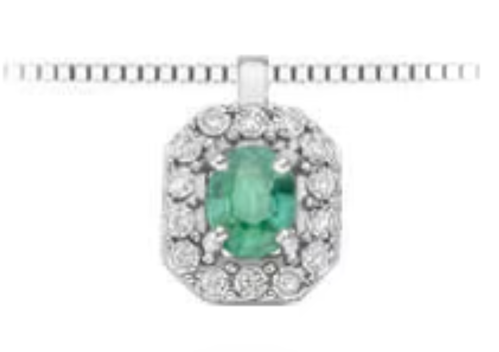 Collana DonnaOro Oro Bianco 18 KT Smeraldo Ct. 0,35 Diamanti Ct. 0,07 _LPE11357.007