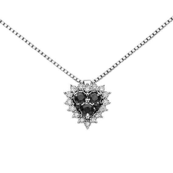 Collana DonnaOro Oro Bianco Cuore Diamanti Neri Ct. 0,38 Diamanti Ct. 0,04 _DHPF9129.004