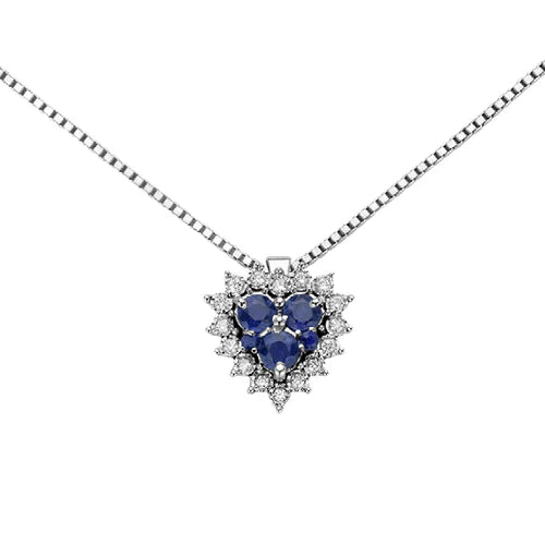 Collana DonnaOro Oro Bianco Cuore Zaffiro Ct. 0,47 Diamanti Ct. 0,04 _DHPZ9130.004
