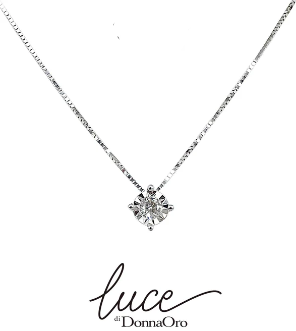 Collana DonnaOro Oro Bianco Punto Luce Diamanti CT 0,07 _DHPL8503.007