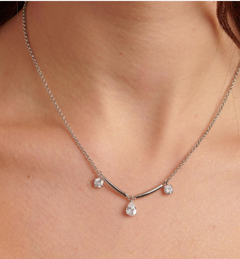 Brosway Damen-Halskette aus Stahl, Silber, Zirkonia, Affinity Collection _BFF1178