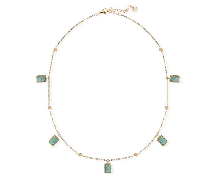 Collana Liu Jo Donna Acciaio Gold Con Pietre gioiello Verde Acqua _LJ2855