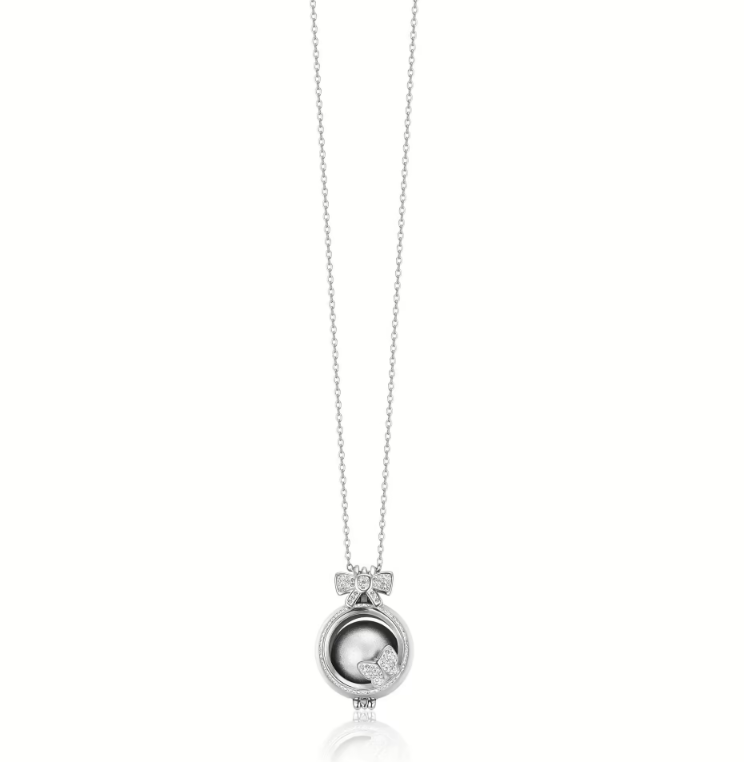 Collana Luca Barra Acciaio Donna Chiama Angeli Fiocchetto Cristalli _CK2002