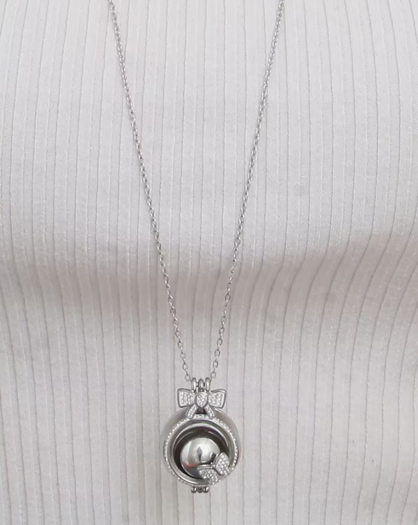 Collana Luca Barra Acciaio Donna Chiama Angeli Fiocchetto Cristalli _CK2002