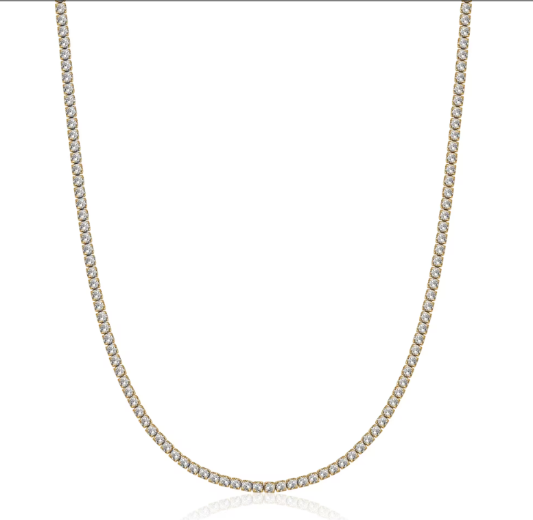 Collana Luca Barra Donna Acciaio Dorata Modello tennis Cristalli Bianchi _CK1784