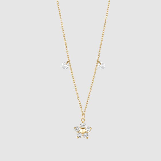 Collana Luca Barra Donna Acciaio Dorato Pendente Fiore Zirconi Bianchi _CK2198