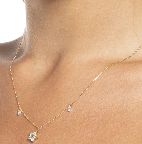 Collana Luca Barra Donna Acciaio Dorato Pendente Fiore Zirconi Bianchi _CK2198