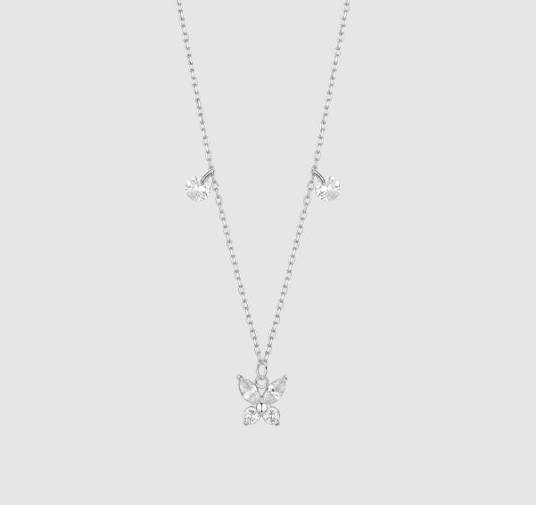 Collana Luca Barra Donna Acciaio Pendente Farfalla Zirconi Bianchi _CK2199