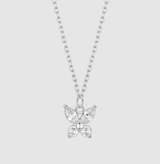 Collana Luca Barra Donna Acciaio Pendente Farfalla Zirconi Bianchi _CK2199