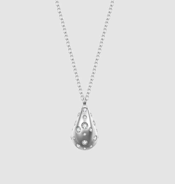 Collana Luca Barra Donna Acciaio Pendente Goccia con Cristalli Bianchi _CK2099