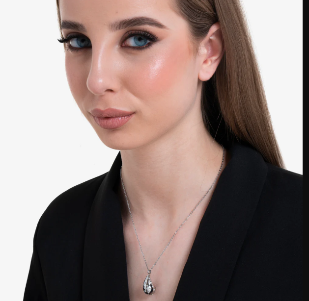 Collana Luca Barra Donna Acciaio Pendente Goccia con Cristalli Bianchi _CK2099