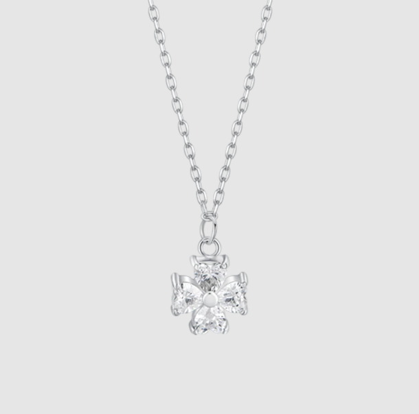 Collana Luca Barra Donna Acciaio Pendente Quadrifoglio Zirconi Bianchi _CK2201