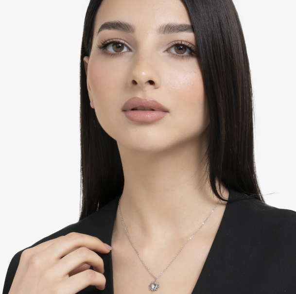 Collana Luca Barra Donna Acciaio Pendente Sole e Cristallo Bianco _CK2176