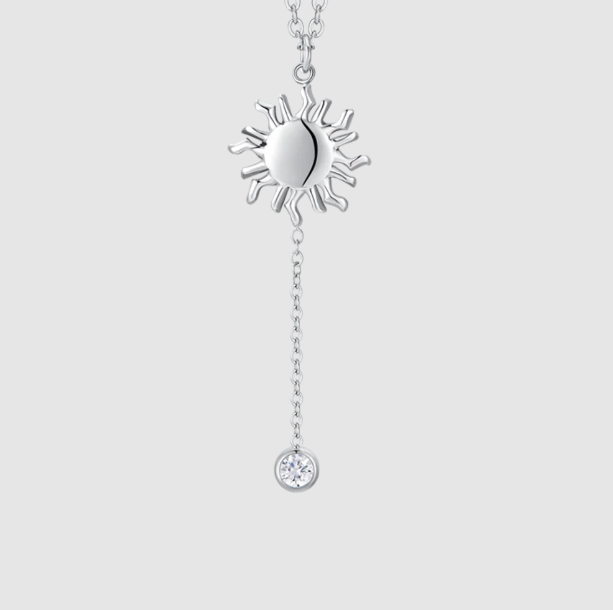 Collana Luca Barra Donna Acciaio Pendente Sole e Cristallo Bianco _CK2176