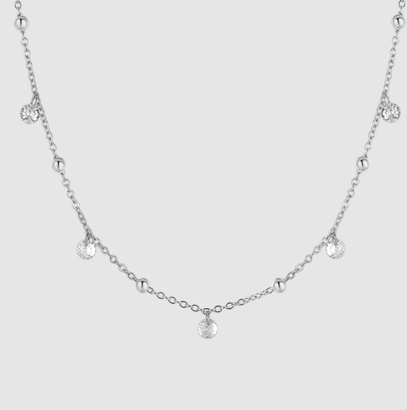 Collana Luca Barra Donna Acciaio Pendenti Zirconi Bianchi _CK2181