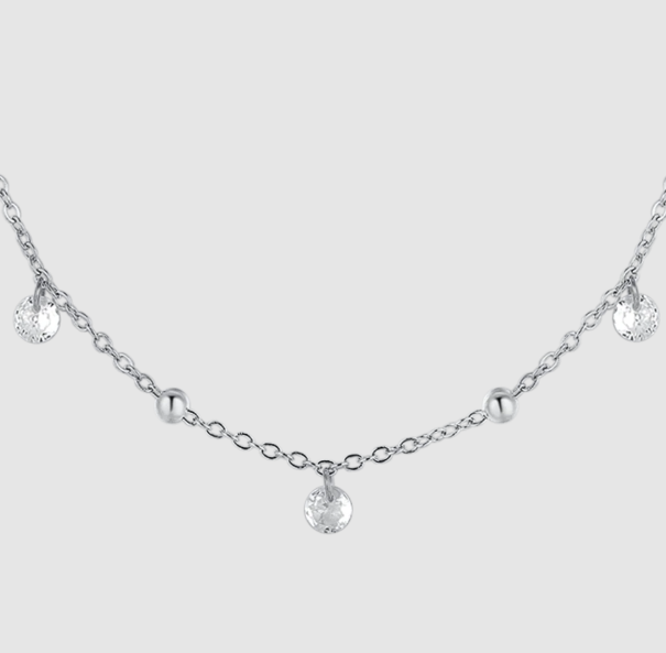 Collana Luca Barra Donna Acciaio Pendenti Zirconi Bianchi _CK2181